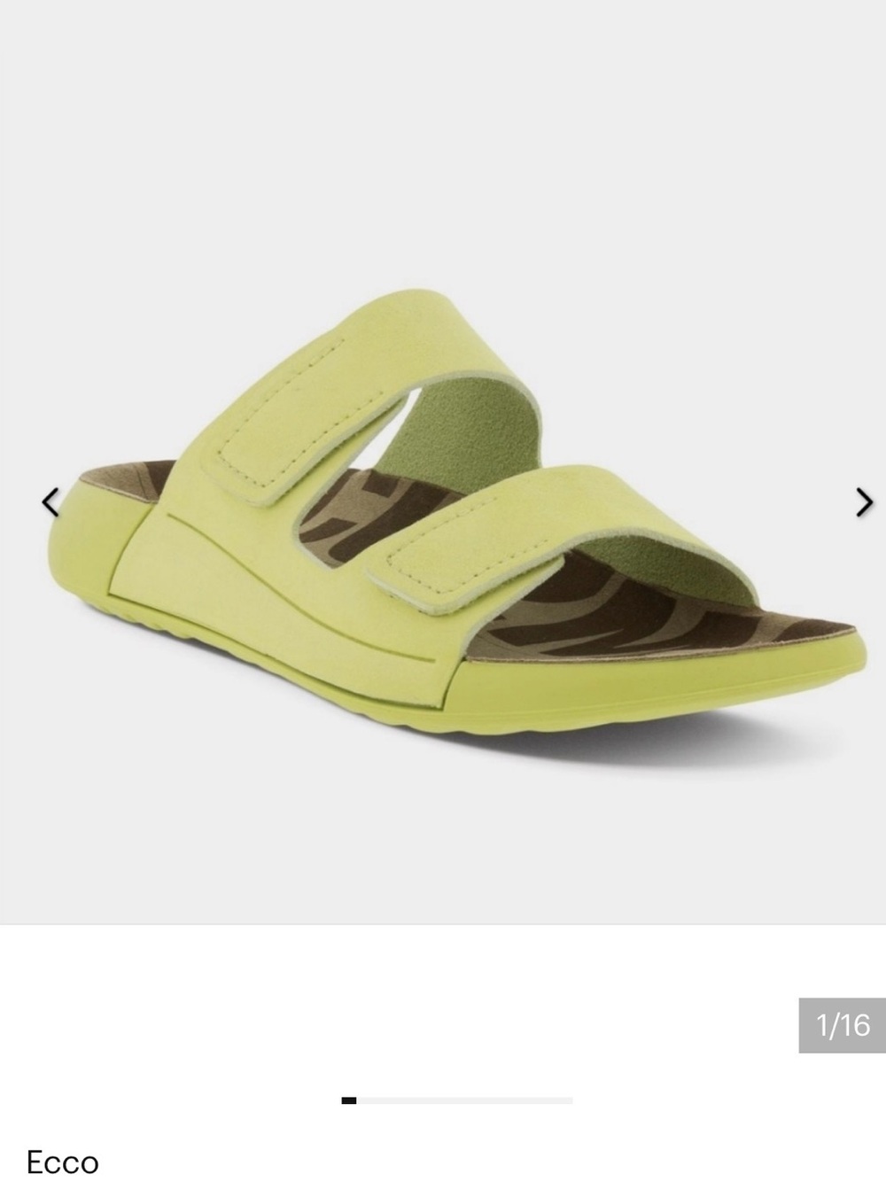 ECCO Cozmo 2-Strap Green Matcha Slide Sandals